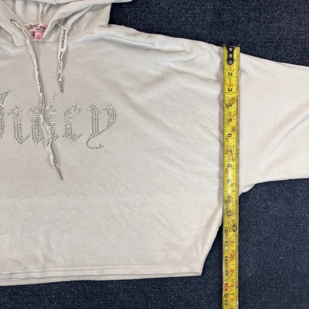 Juicy Couture Hoodie Womens‎ Large Velour Rhinestone Crop Pullover Sleepwear